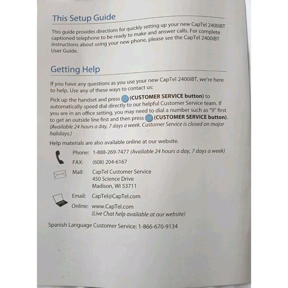 CapTel 2400IBT Ultratec Caption Hearing Impaired Touch Screen Telephone Complete - Picture 3 of 16